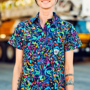 Trademutt Women's Pearler Full Button Short Sleeve Work Shirt