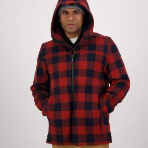 Swanndri Men's Hudson Hoodie - Burnt Merlot Check