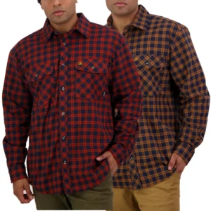 Swanndri Men's Full Button Egmont Twin Pack - Red Lattice / Toffee Lattice