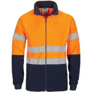 DNC HiVis two tone full zip polar fleece with generic R/Tape (Orange/Navy - Style 3830)
