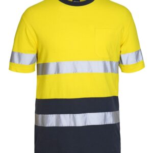 JB's Wear Hi Vis (D+N) Cotton T-Shirt (Yellow/Navy) 6DNTCYNDX