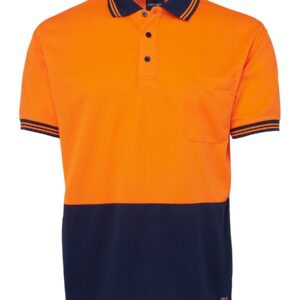 JB's Wear Hi Vis S/S Traditional Polo - Orange/Navy 6HVV