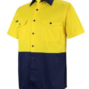 JB's Wear Hi Vis S/S 150G Work Shirt (Yellow/Navy) 6HWS
