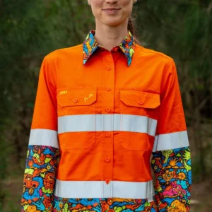 Trademutt Women's Shenanigans Orange Day/Night Hi Vis Work Shirt