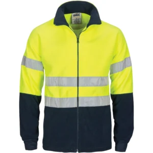 DNC HiVis two tone full zip polar fleece with generic R/Tape (Yellow/Navy - Style 3830)