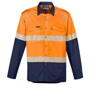 Syzmik Mens Rugged Cooling Hi Vis Segmented Tape Long Sleeve Shirt (Orange) ZW229