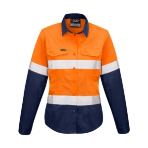 Syzmik Womens Industrial Long Sleeve Shirt - Hoop Taped Orange ZWL123