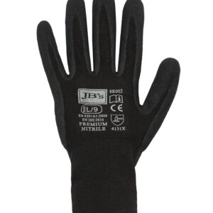 JB's PREMIUM BLACK NITRILE BRTHABLE GLOVE 8R002