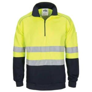 DNC HiVis 1/2 Zip Fleecy with Hoop Pattern CSR Reflective Tape - Yellow 3729