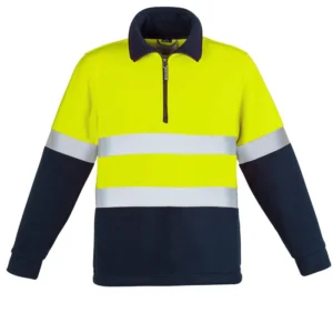 Syzmik Unisex Hi Vis Polar Fleece Pullover - Hoop Taped - Yellow/Navy ZT461