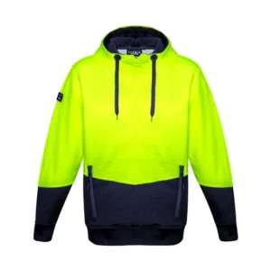 Syzmik Unisex Hi Vis Textured Jacquard Hoodie Yellow/Navy ZT477