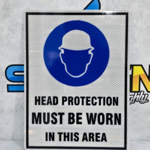 Mandatory PPE Sign - Head Protection - 225mm x 300mm Reflective Colorbond